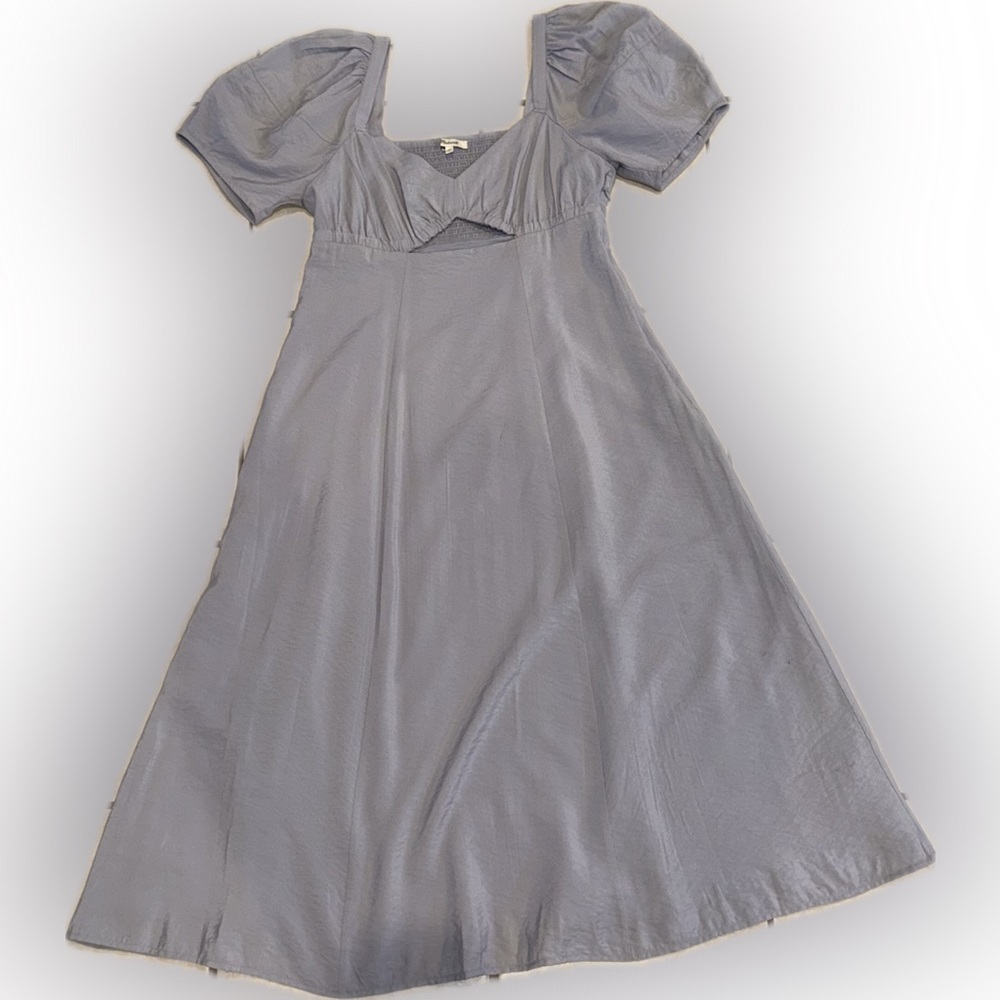 NWOT Madewell Ellie Puff Sleeve Cutout midi sundress Dress Distant Periwinkle 10 - Picture 2 of 4